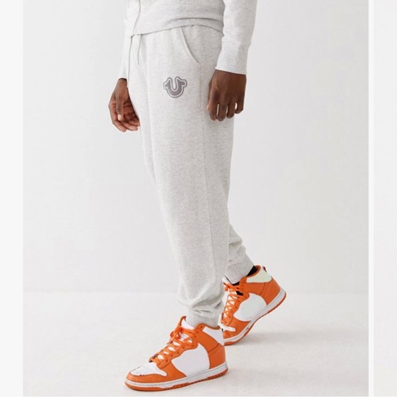 TRUE RELIGIONgrey logo joggers/sweatpants